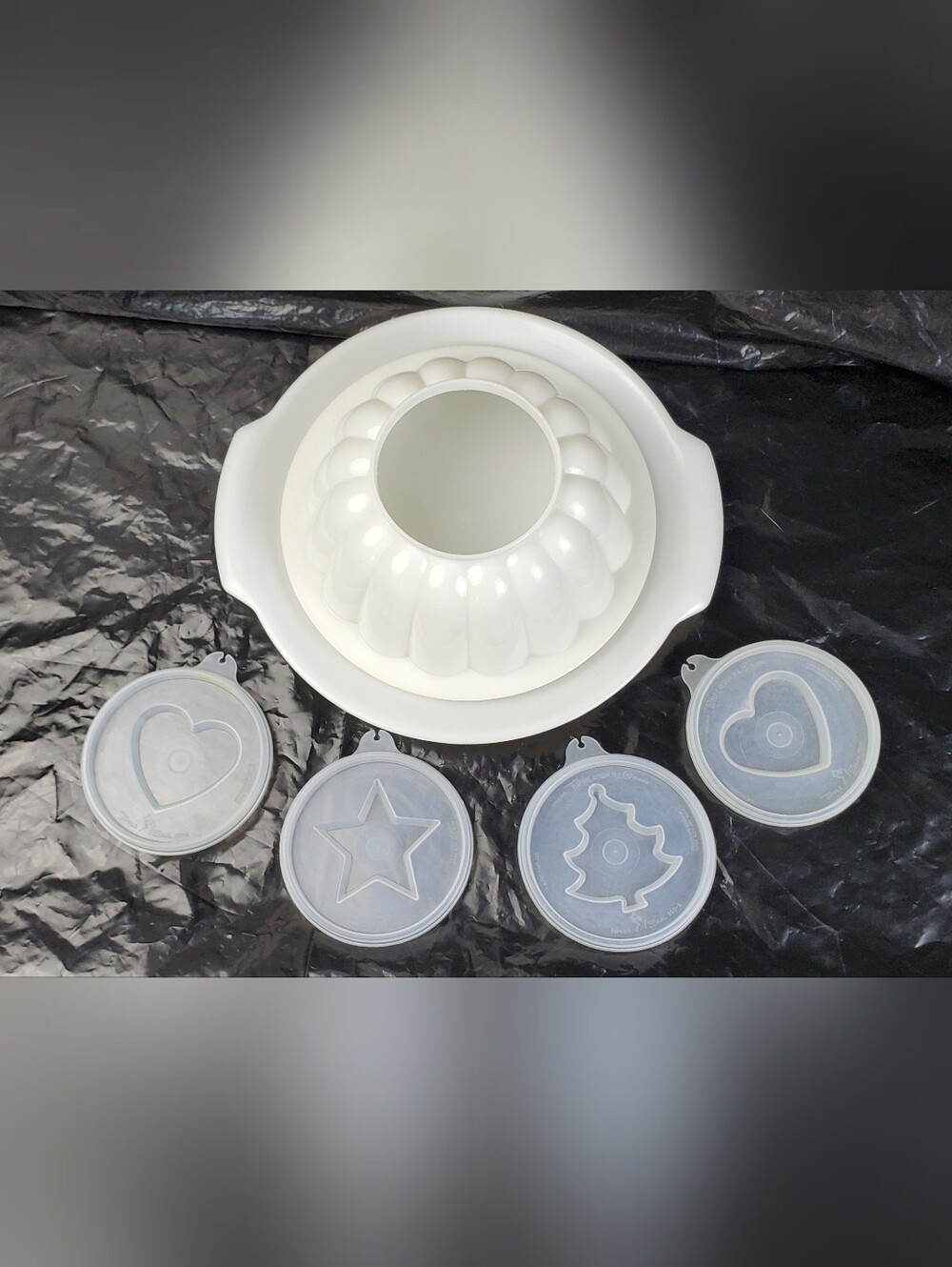 Tupperware Vintage Jel-N-Serve Set Jello Mold w/ 4 Patterns #616 - GUC